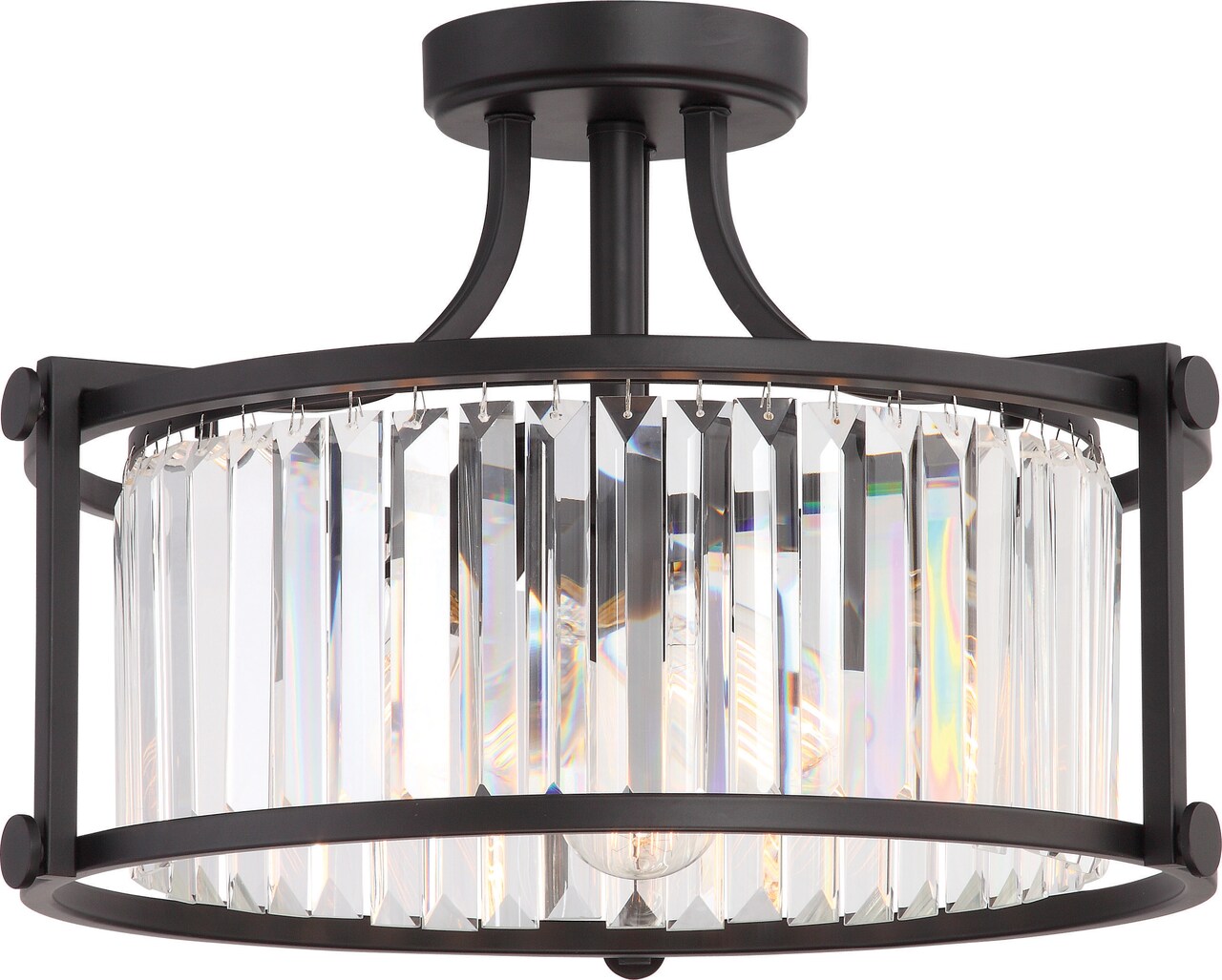 Krys 3-Light Semi Flush Mounted Light Fixture in Aged Bronze Finish